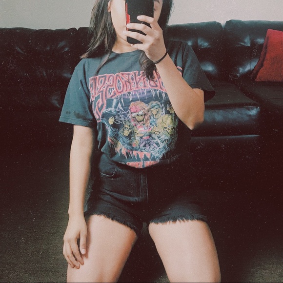 Pants - black denim distressed high waisted shorts